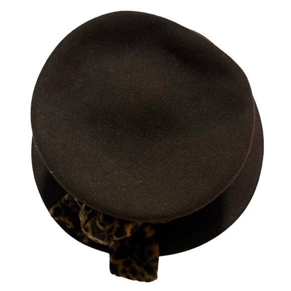 Charter club - 100% wool hat - brown with leopard print wrap - Picture 2 of 7